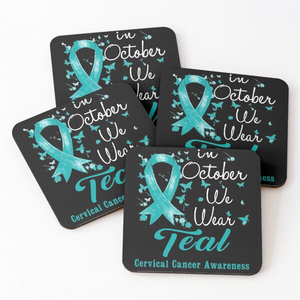 Item preview, In October We Wear Teal Ribbon Cervical Cancer Awareness designed and sold by largellie.