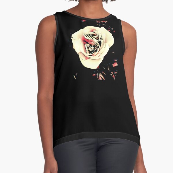 Rose with Double Center Sleeveless Top