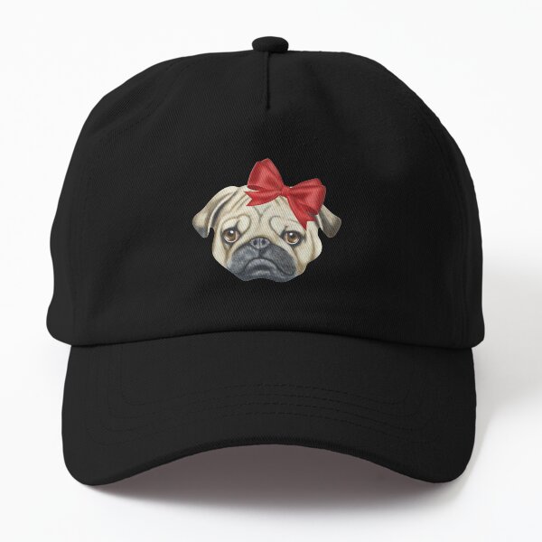 Cute Pug with Bow Dad Hat