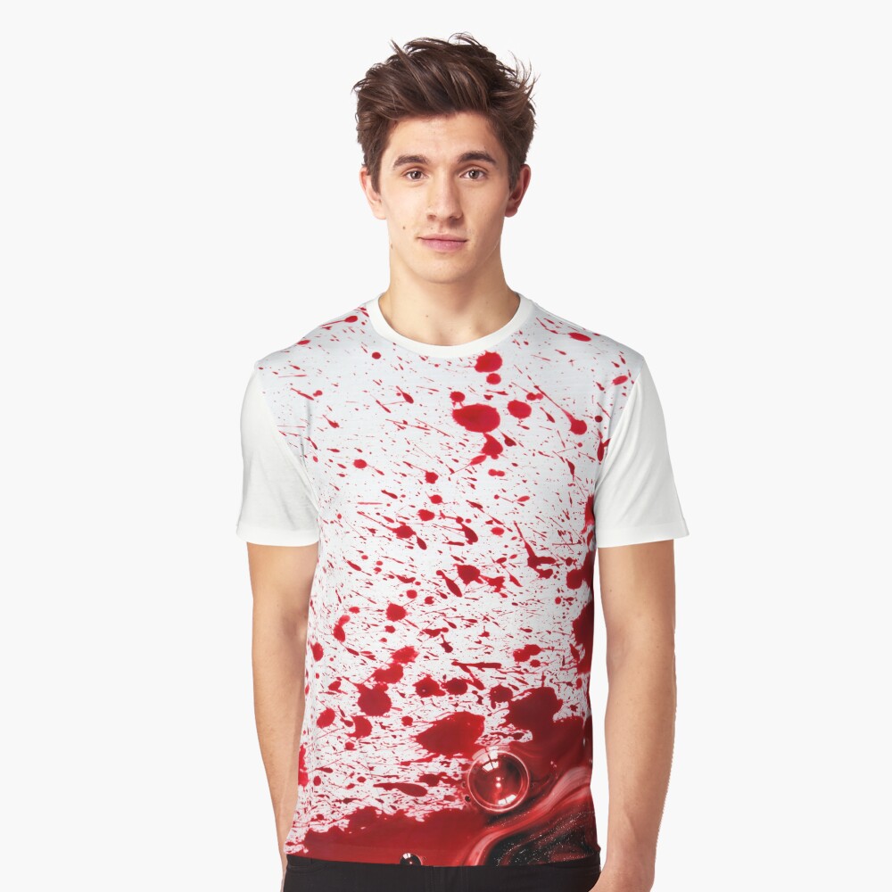 sososo　20台 Bloody Shirt Men Blood Splatter Shirt Bloody Halloween Zombie Red