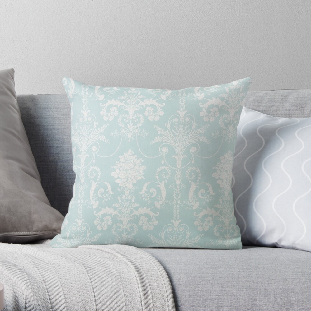Walpaper duck egg blue Throw Pillow