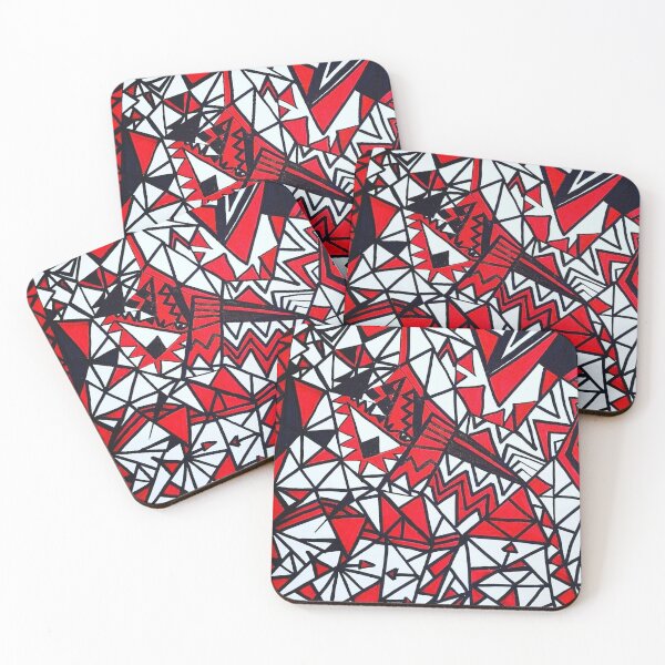 Item preview, Original paint Richard Kazar red Black geometric designed and sold by Richard Kazar.