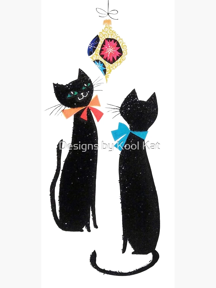 Mid Century Black Cats Christmas Card Greeting Card for Sale by Designs  by Kool Kat