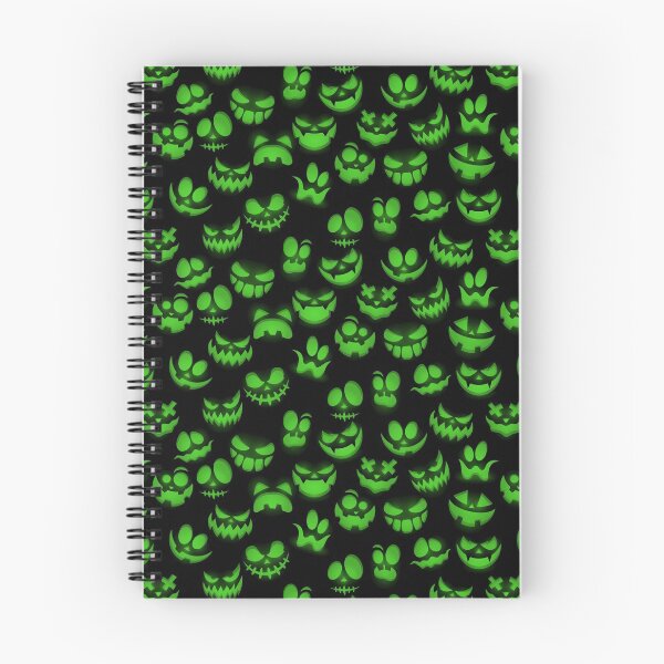 Item preview, Bright Green Halloween Pumpkin Faces on Black designed and sold by Creepyhollow.