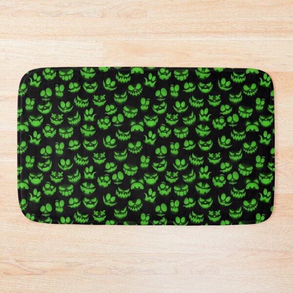 Item preview, Bright Green Halloween Pumpkin Faces on Black designed and sold by Creepyhollow.