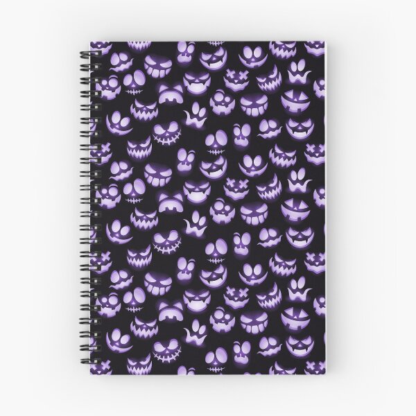 Item preview, Bright Purple Halloween Pumpkin Faces on Black designed and sold by Creepyhollow.