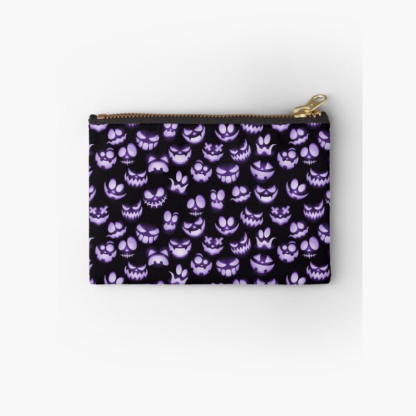 Item preview, Bright Purple Halloween Pumpkin Faces on Black designed and sold by Creepyhollow.