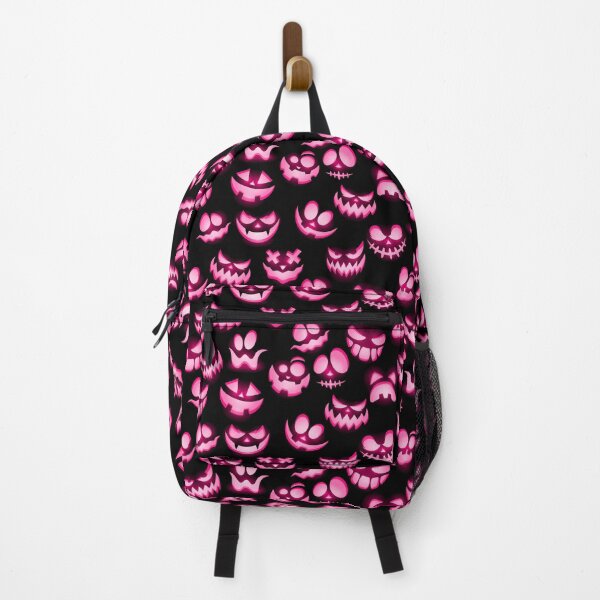 Item preview, Bright Hot Pink Halloween Pumpkin Faces on Black designed and sold by Creepyhollow.