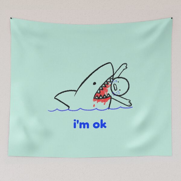 Item preview, Shark Biting Human in Water - i'm ok designed and sold by guitarkel.