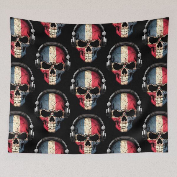 Item preview, Dark Skull Deejay with Dominican Flag  designed and sold by lanaifyke.