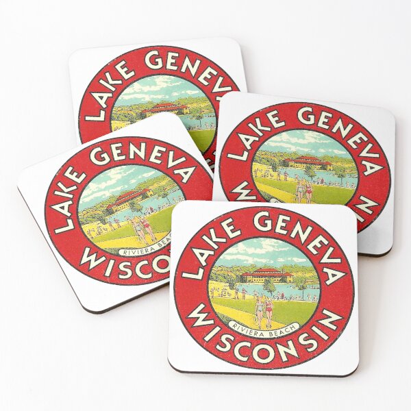 Artikelvorschau, Genfer See Wisconsin Vintage Reiseaufkleber entworfen und verkauft von hilda74.