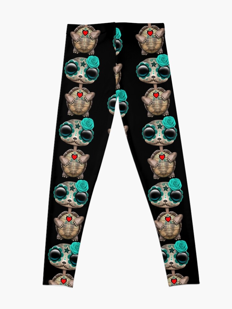 Disover Blue Day of the Dead Sugar Skull Baby Turtle Leggings