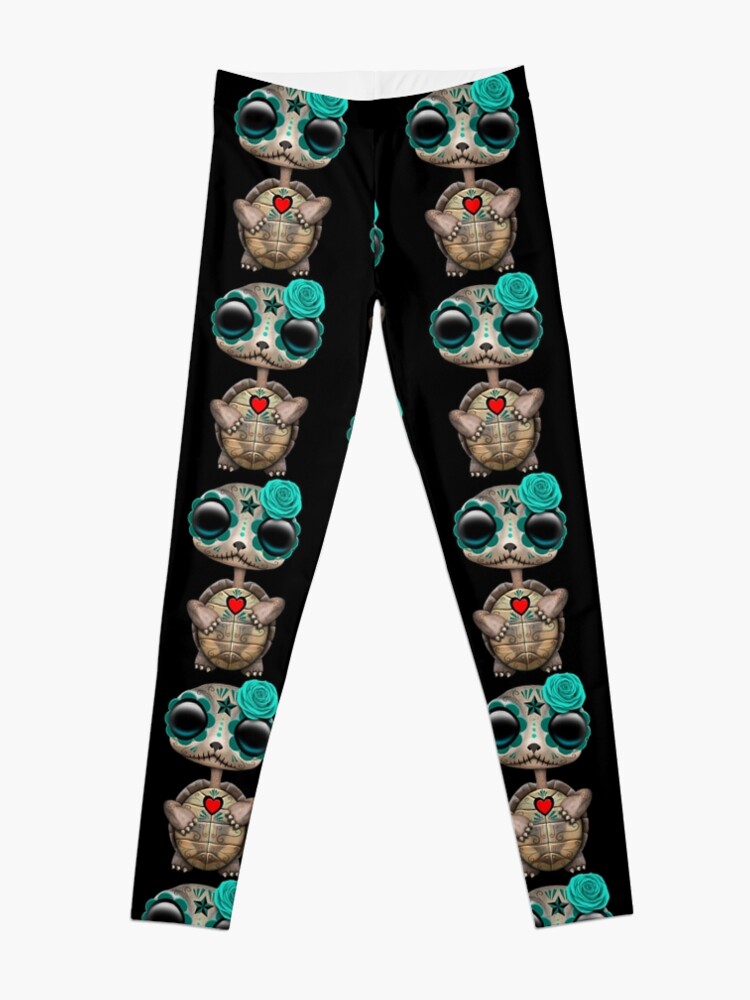 Discover Blue Day of the Dead Sugar Skull Baby Turtle Leggings
