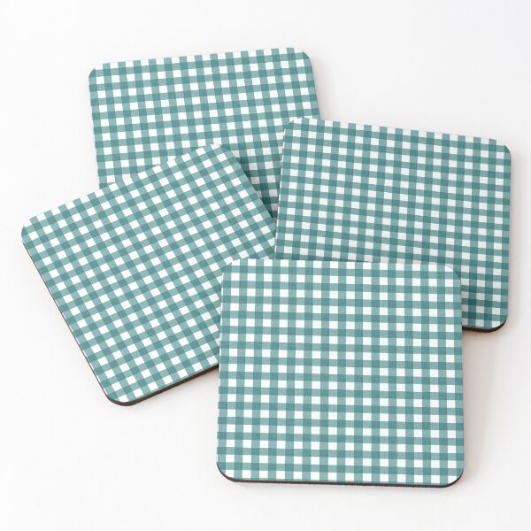 Item preview, Gingham with faux linen in aqua blue green by Erin Kendal designed and sold by Erin Kendal.
