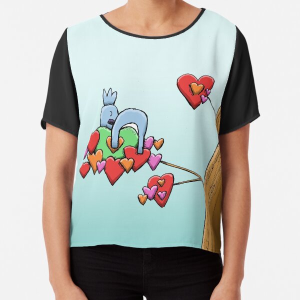 Cute Koala Sleeping on Hearts Chiffon Top
