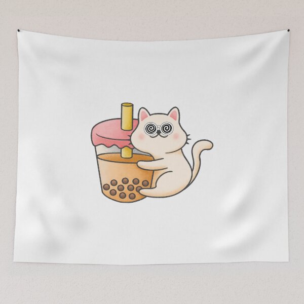 Item preview, Cute Kawaii Cat Boba Bubble Milk Tea Kitten Hug Dizzy Feeling Gift designed and sold by DKA-2ndBoy.