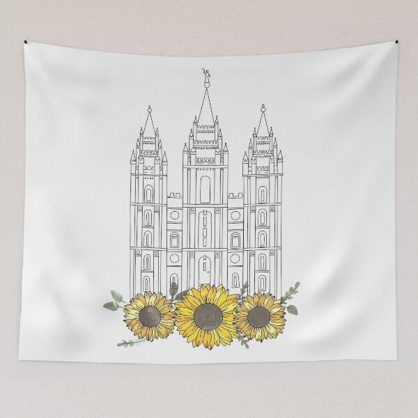 Artikelvorschau, Salt Lake City Tempel Sonnenblumen entworfen und verkauft von Handdrawnbyzoe.