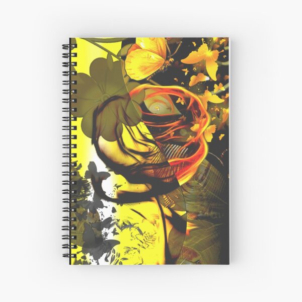 Flowers gold Butterfly Spiral Notebook