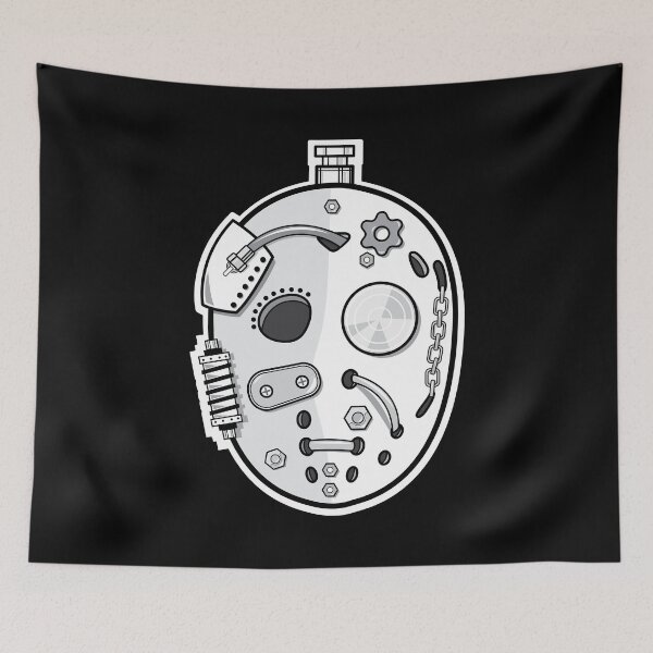 Item preview, Vintage Goalie Mask - Robot Edition - Dark Background designed and sold by Eye on the Blueline.