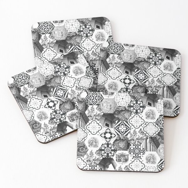 Item preview, Architectural, historical, vintage, pattern, patchwork, hexagonal, ornament, black and white designed and sold by BONBcreative.