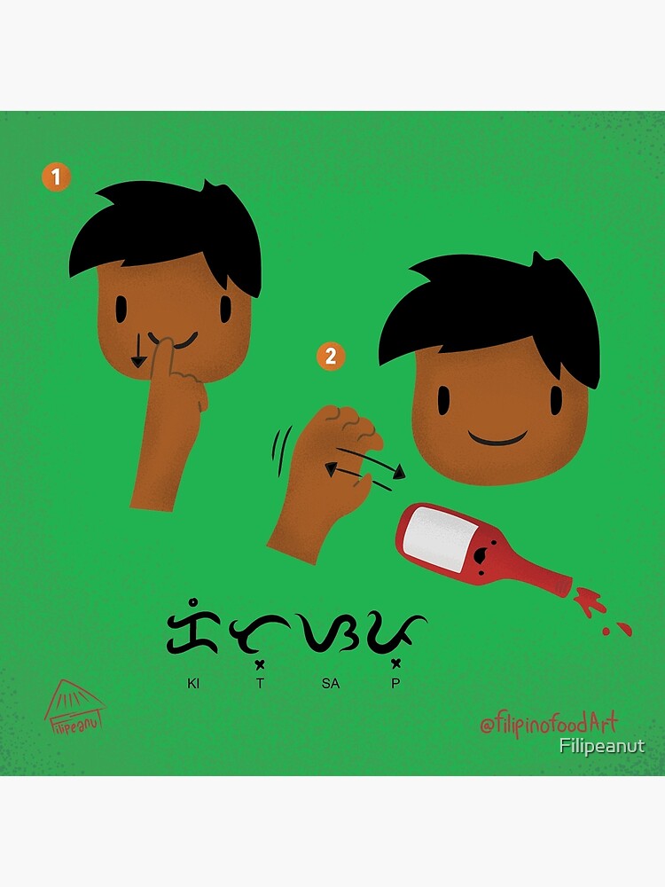 "Ketchup in Filipino Sign Language or FSL and Baybayin" Canvas Print by