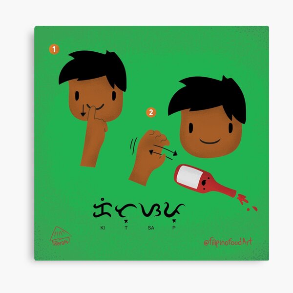 "Ketchup in Filipino Sign Language or FSL and Baybayin" Canvas Print by Filipeanut Redbubble