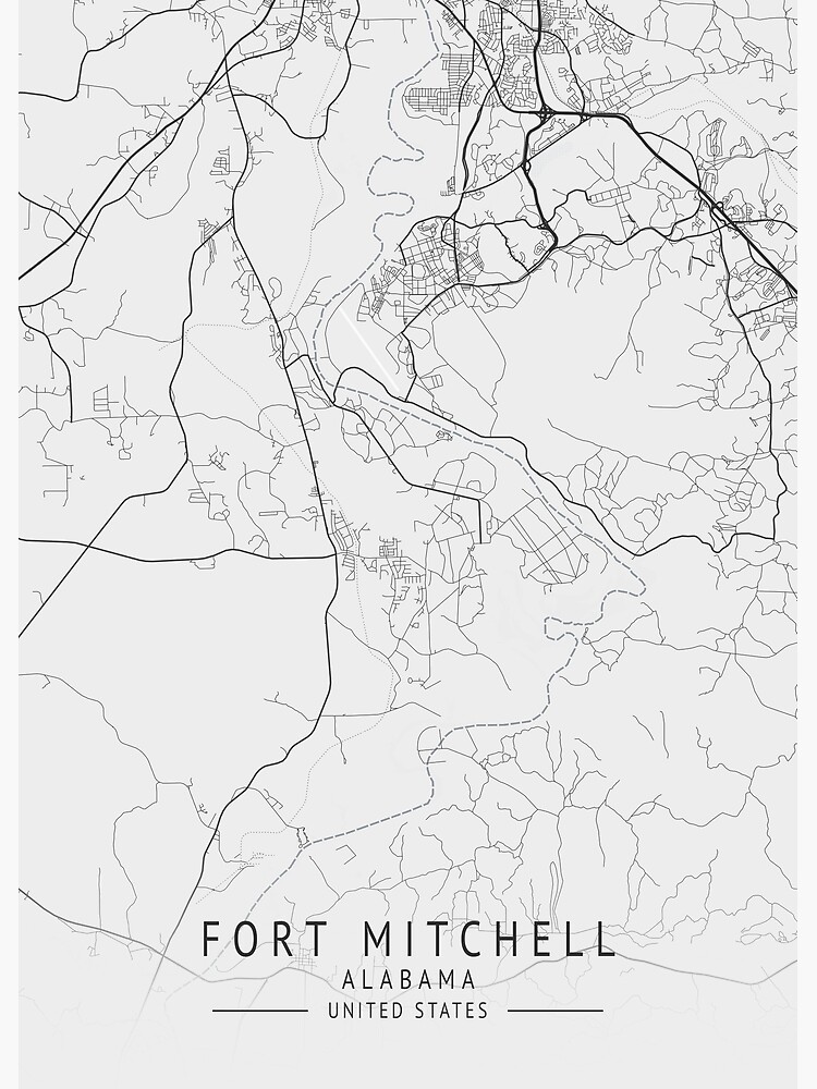 "Fort Mitchell Alabama US Gray City Map" Art Print by ctmapprint