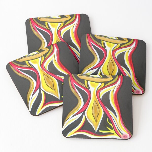 Aperçu de l'œuvre Ange jaune, rouge, noir et blanc créée et vendue par KR Art Studio.
