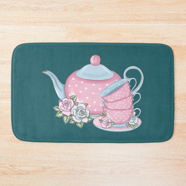 Item preview, Pink Watercolor Tea Pot And Finished Tea Cup With Flowers- Tea Party designed and sold by NewTrendings.
