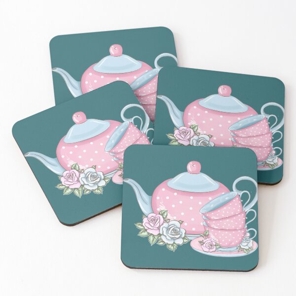 Item preview, Pink Watercolor Tea Pot And Finished Tea Cup With Flowers- Tea Party designed and sold by NewTrendings.