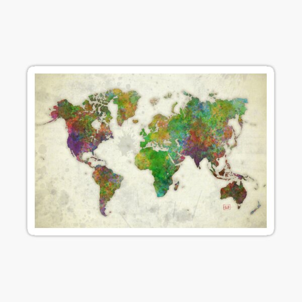 World Map Color Sticker