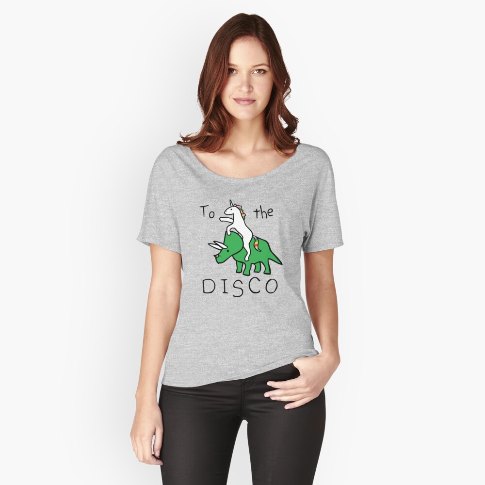To The Disco (Unicorn Riding Triceratops) Relaxed Fit T-Shirt