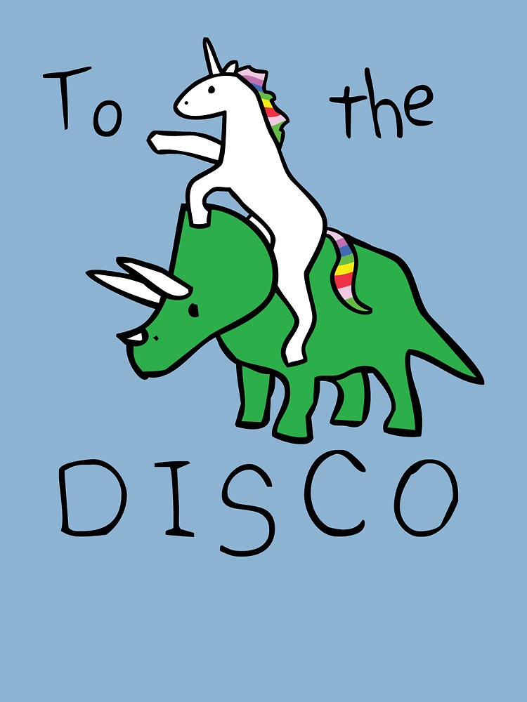 Thumbnail 2 of 2, Kids T-Shirt, To The Disco (Unicorn Riding Triceratops) designed and sold by jezkemp.