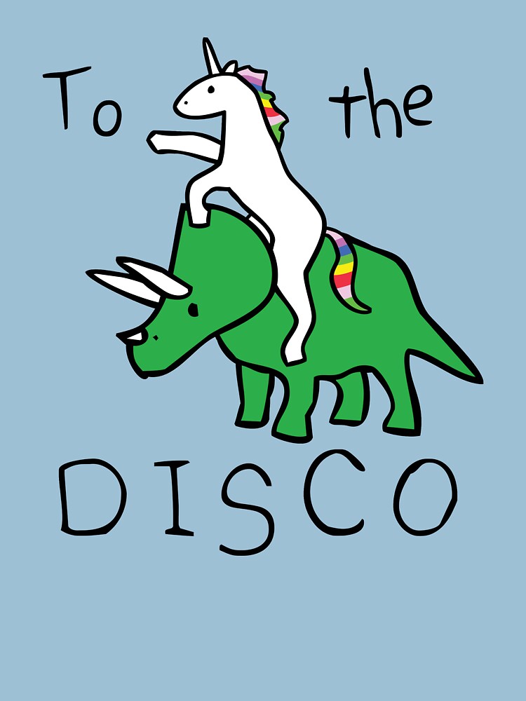 To The Disco (Unicorn Riding Triceratops) by jezkemp