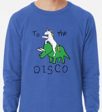 Zur Disco (Unicorn Riding Triceratops) Leichtes Sweatshirt