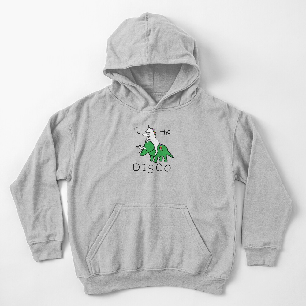 To The Disco (Unicorn Riding Triceratops) Kids Pullover Hoodie