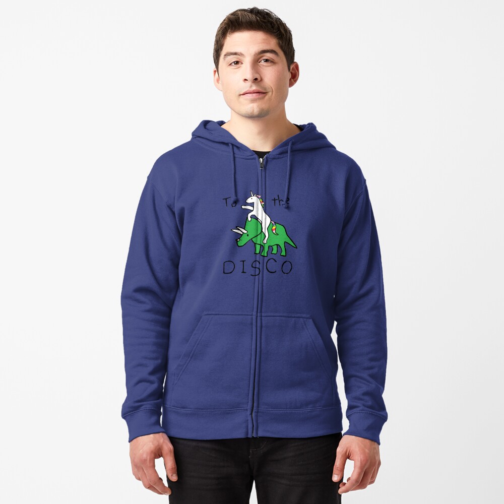 To The Disco (Unicorn Riding Triceratops) Zipped Hoodie