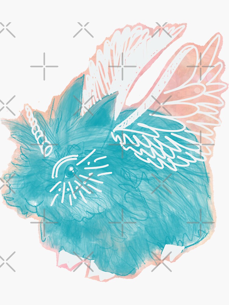 Thumbnail 3 of 3, Sticker, Bunnicorn Pegabun Blueberry Bunny designed and sold by tinaschofield.