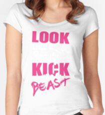 Look like a beauty kick like a beast Women's Fitted Scoop T-Shirt