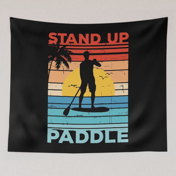 Item preview, Stand Up Paddle on Retro Sunset Paddle for summer designed and sold by Mad-Minds.