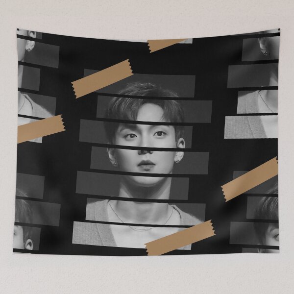 Item preview, Son Hyunwoo MONSTA X Shownu Korean Kpop Monochrome Stripe Design designed and sold by Piosenka Art.
