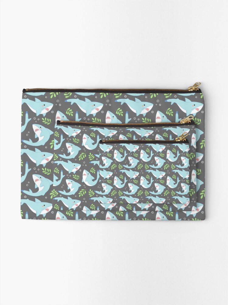 Alternate view of doofy shark pattern- natural Zipper Pouch