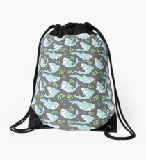 doofy shark pattern- natural Drawstring Bag