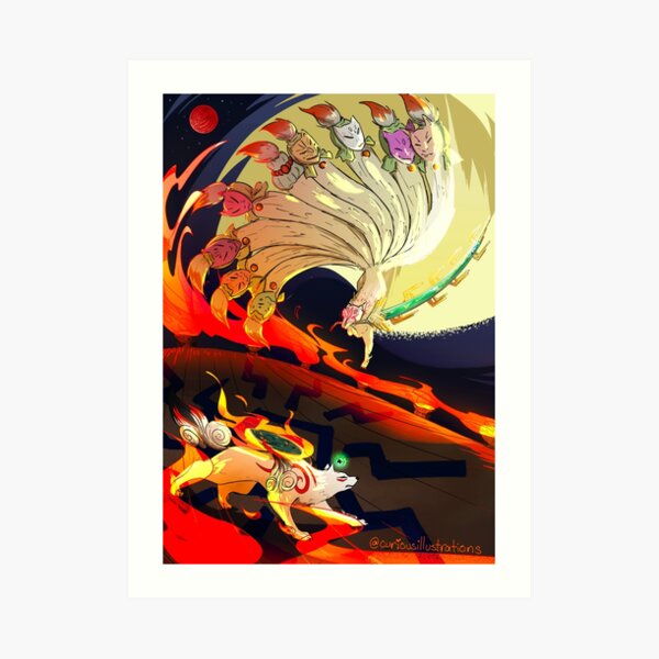 Okami Amaterasu Flower Trail Solar Flare Matte Art Print