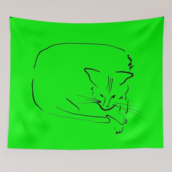 Item preview, Relaxing Cat on Light Green "Paper Drawings/Painting" designed and sold by Istvan Ocztos.
