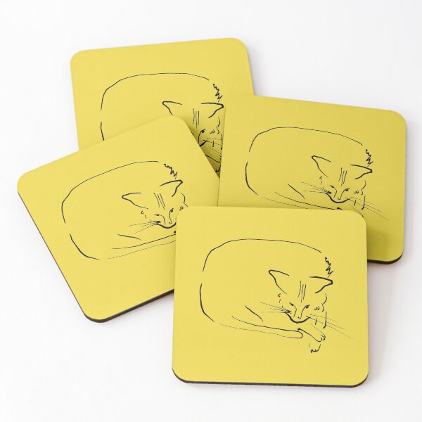 Item preview, Relaxing Cat on Warm Yellow "Cat's Drawings" designed and sold by Istvan Ocztos.
