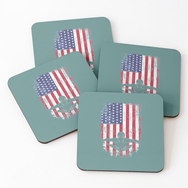 Item preview, Swimming American Patriot Swimmer designed and sold by SpiniHouse.