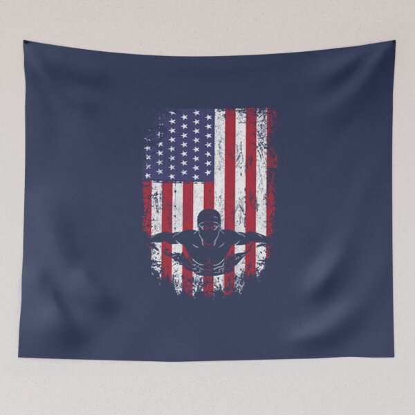 Item preview, Swimming American Patriot Swimmer designed and sold by SpiniHouse.