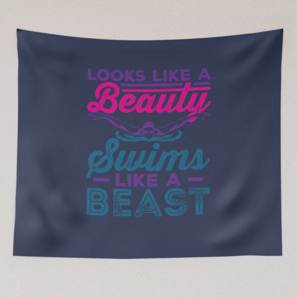 Item preview, Swimming Looks Like a Beauty Swims Like a Beast designed and sold by SpiniHouse.