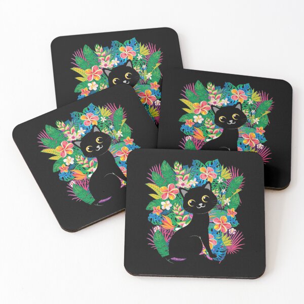 Item preview, Black Cat Summer Tropical Flowers designed and sold by Uppercase Tees.
